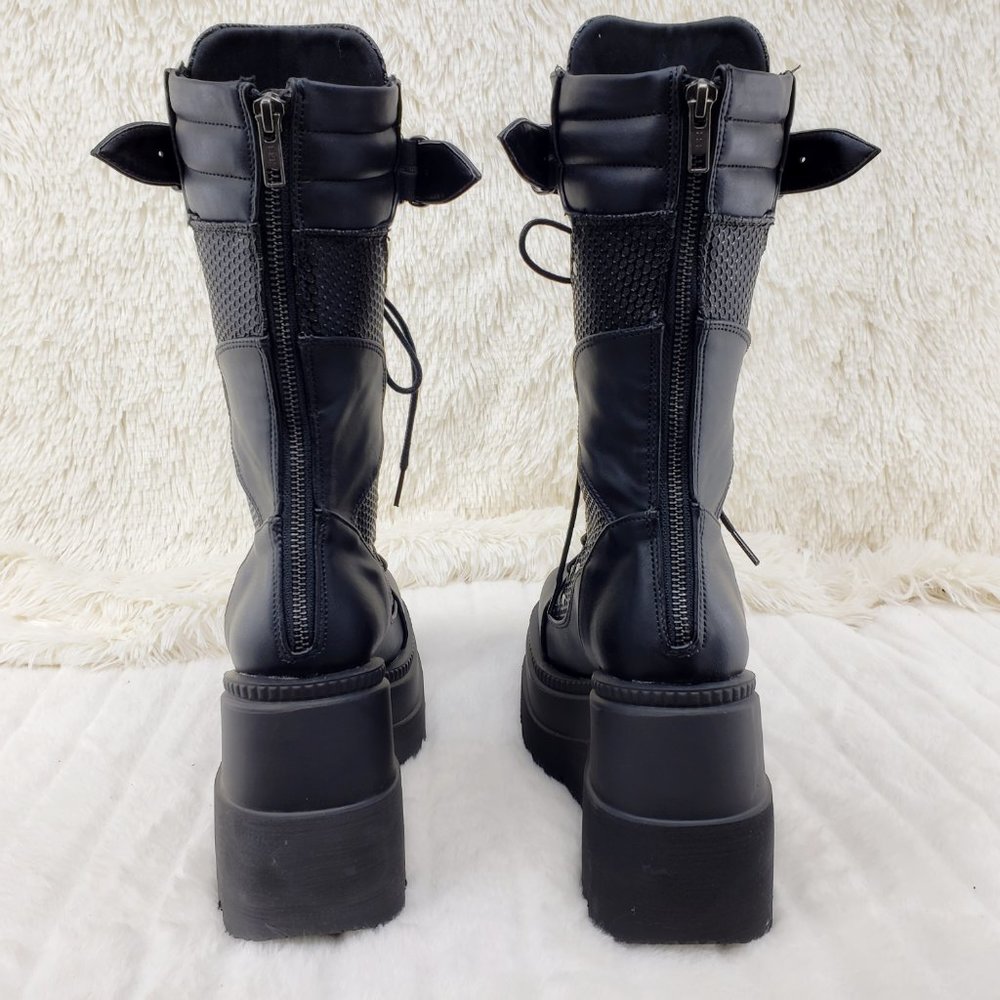 Goth Platform Mid Calf Punk Boots Demonia - Picture 7 of 11